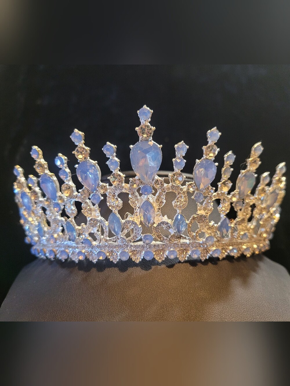 Crystal Tiara Crown with Pale Opal Accents And Rhinestones,